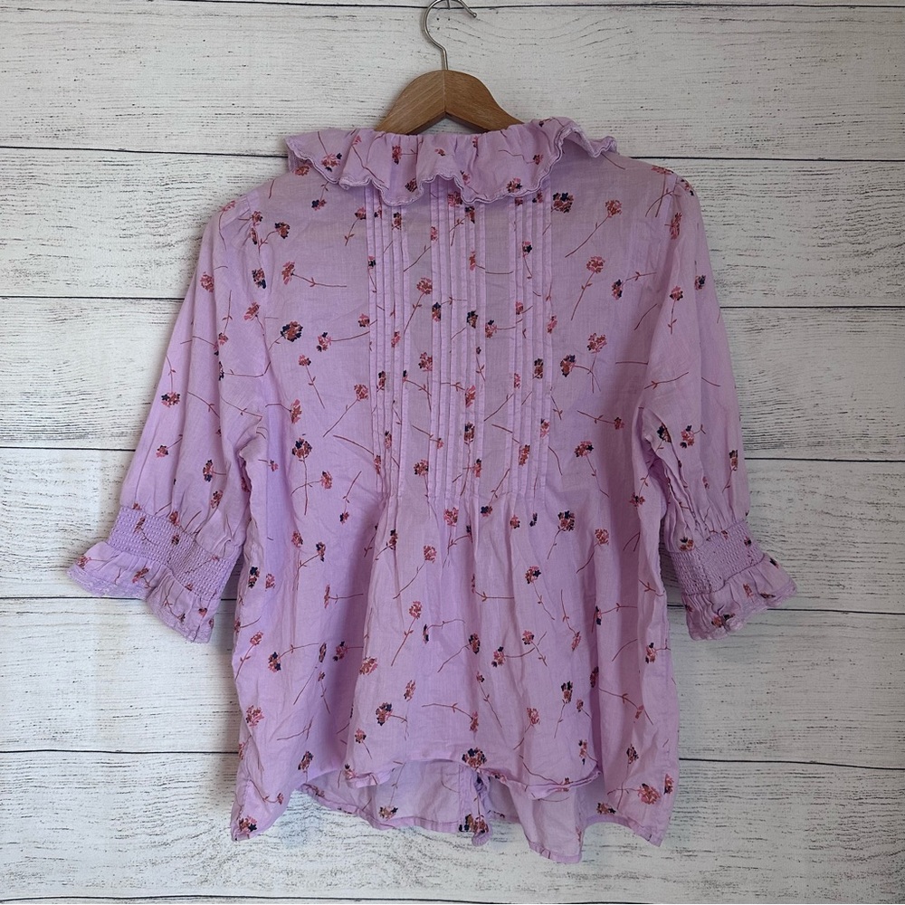 Sundance Floral Beatrice Ruffle Top in Lavender. - Picture 5 of 6